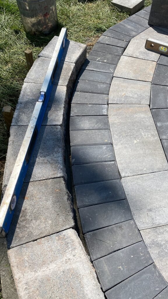 Paver surface with a contrasting border